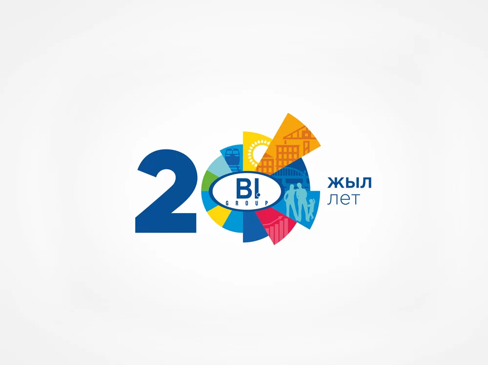 Логотип к 20-летию строительной компании BI GROUP